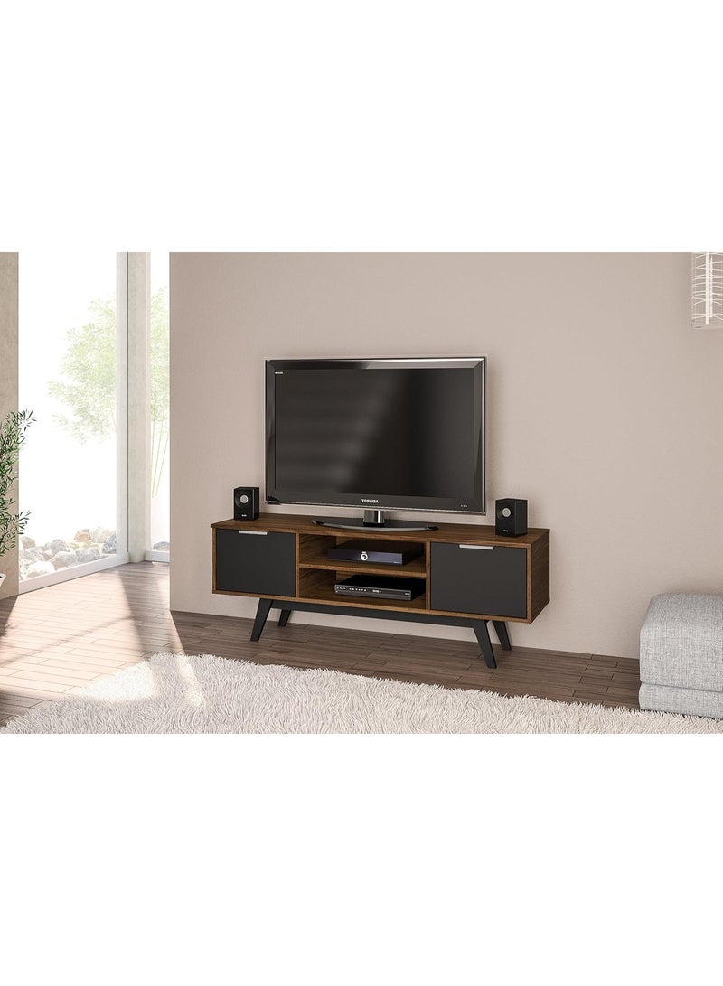Polifurniture Shard 53" Whiskey/Black TV Stand Dark Brown - Image 4